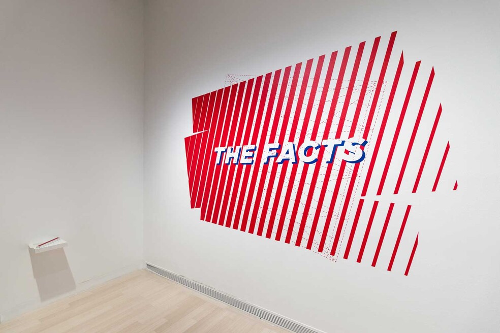 Counterfactual counterimages, 2019, installation view – detail (Esterházy Art Award, Ludwig Museum, Budapest) vinyl cut, inkjet prints on archive paper, object