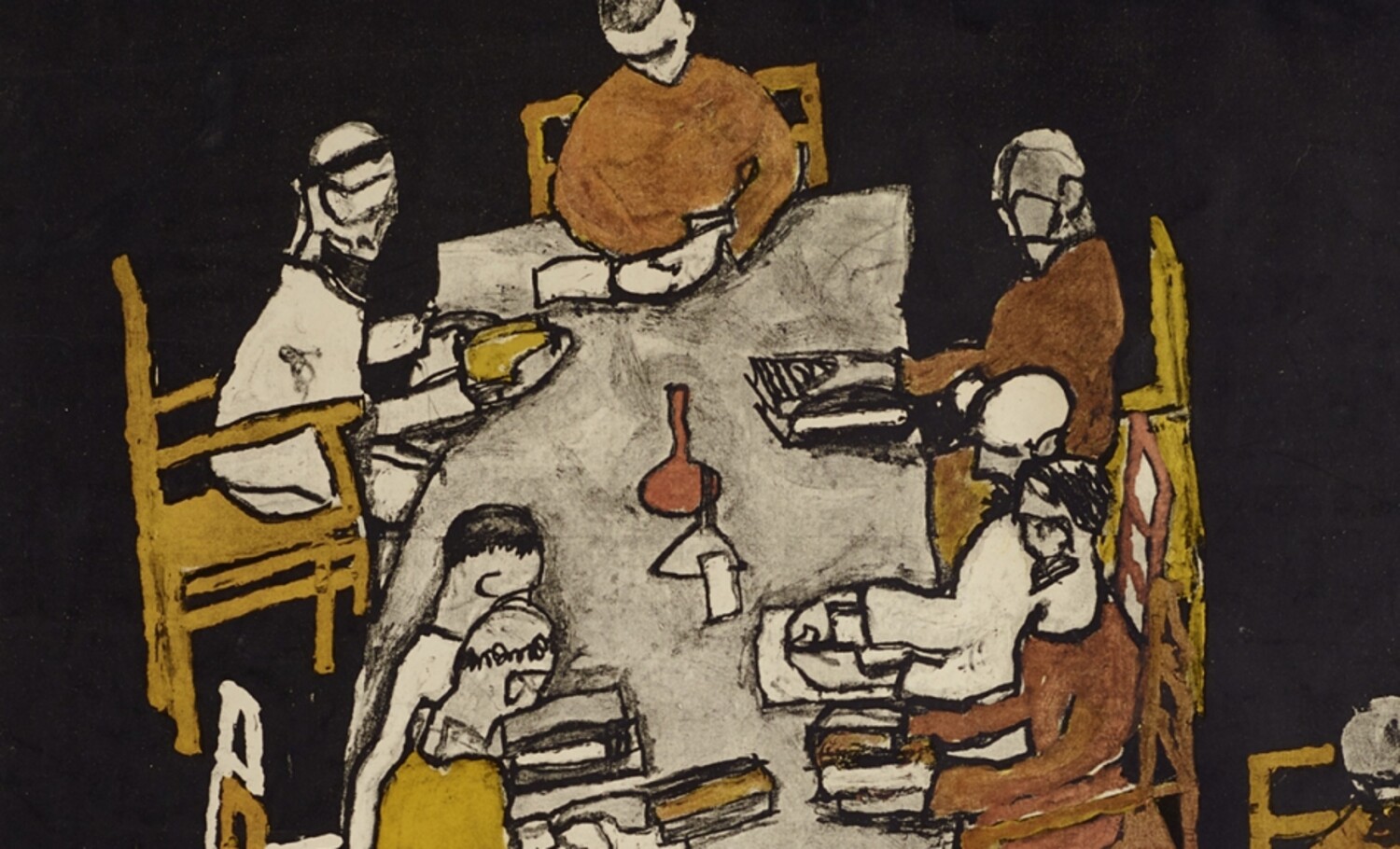 Egon Schiele, „Tafelrunde“. Plakat für die 49. Ausstellung der Wiener Secession, 1918 © Leopold Museum, Wien | Foto: Leopold Museum, Wien/Manfred Thumberger