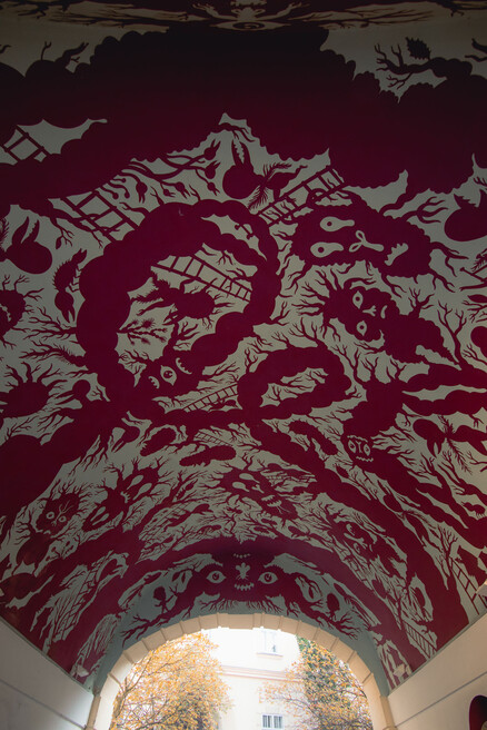 Ceiling artwork by Stéphane Blanquet