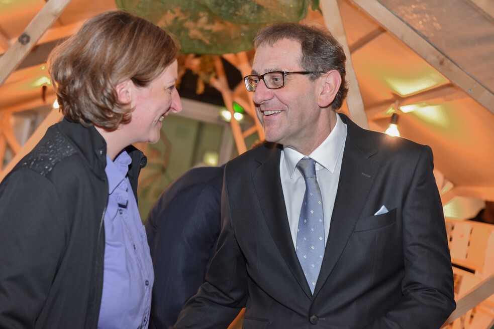 Curator Christiane Erharter (ERSTE Foundation) with MQ-Director Christian Strasser