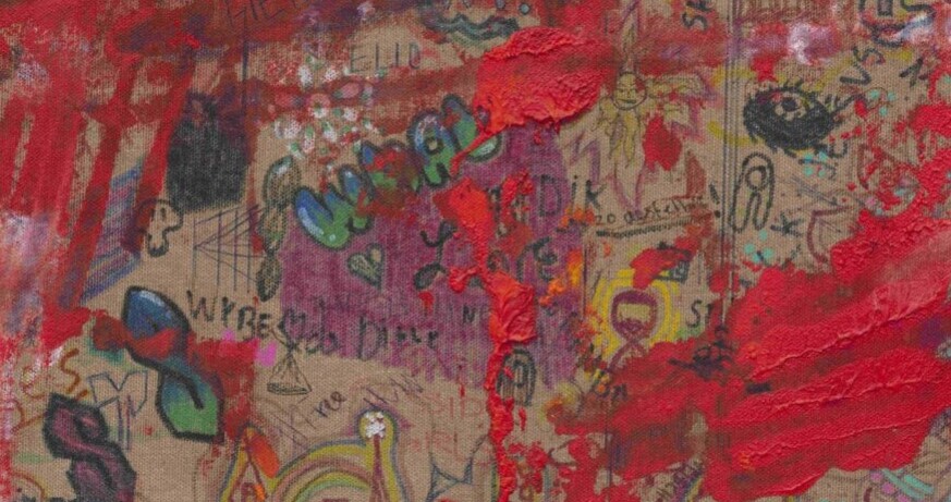 Oscar Murillo, fields of spirits, 2023 (detail), photo: Tim Bowditch and Reinis Lismanis, courtesy the artist, © Oscar Murillo Kids' program / Workshop: Drawing disco